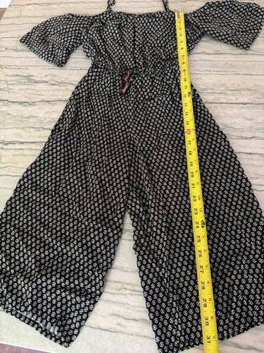 Art Class Girls Black and White Floral Romper Cold Shoulder Size M 7/8 - Picture 3 of 8