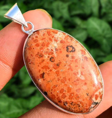 Asteroid Jasper Gemstone Pendant 925 Sterling Silver Plated Jewelry 40*20.2mm