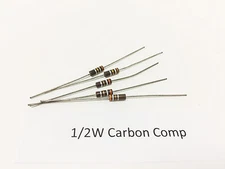 (5) 1/2W 10% Carbon Comp Resistors, Ohmite, Allen Bradley Vintage, NOS OE series