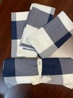 NEW Pottery Barn 4 PC Buffalo Check Table Throw & 3 20" Napkins Navy & White NWT