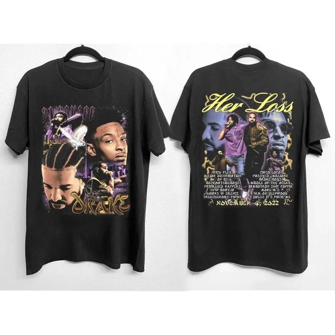 Vintage Her Loss Tee Shirt Drake X 21 Savage Album T shirt Gift Fan S 3XL