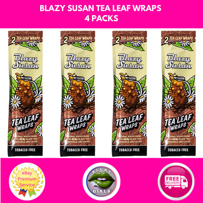 Blazy Susan Teeblatt Wraps Kakao 4er-Packungen wiederverschließbare Tasche KOSTENLOSES VERFOLGTES VERSAND