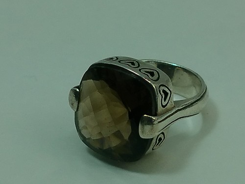 Brighton RIESIGER facettierter Rauchtopas Quarz Stein KLOBIG Sterlingsilber Herz Ring - Bild 16 von 23