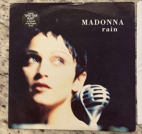 Madonna Rain & Open Your Heart 7” UK Import! Alternate Cover! Silver Label - Bild 2 von 5