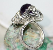 Unique Women's Weaving Basket Globe Amethyst New 925 Sterling Silver Ring Sz 9