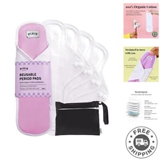 Softest Organic Cotton Menstrual Pads with Free Wet Bag - 6 Pack, Eco-Friendly