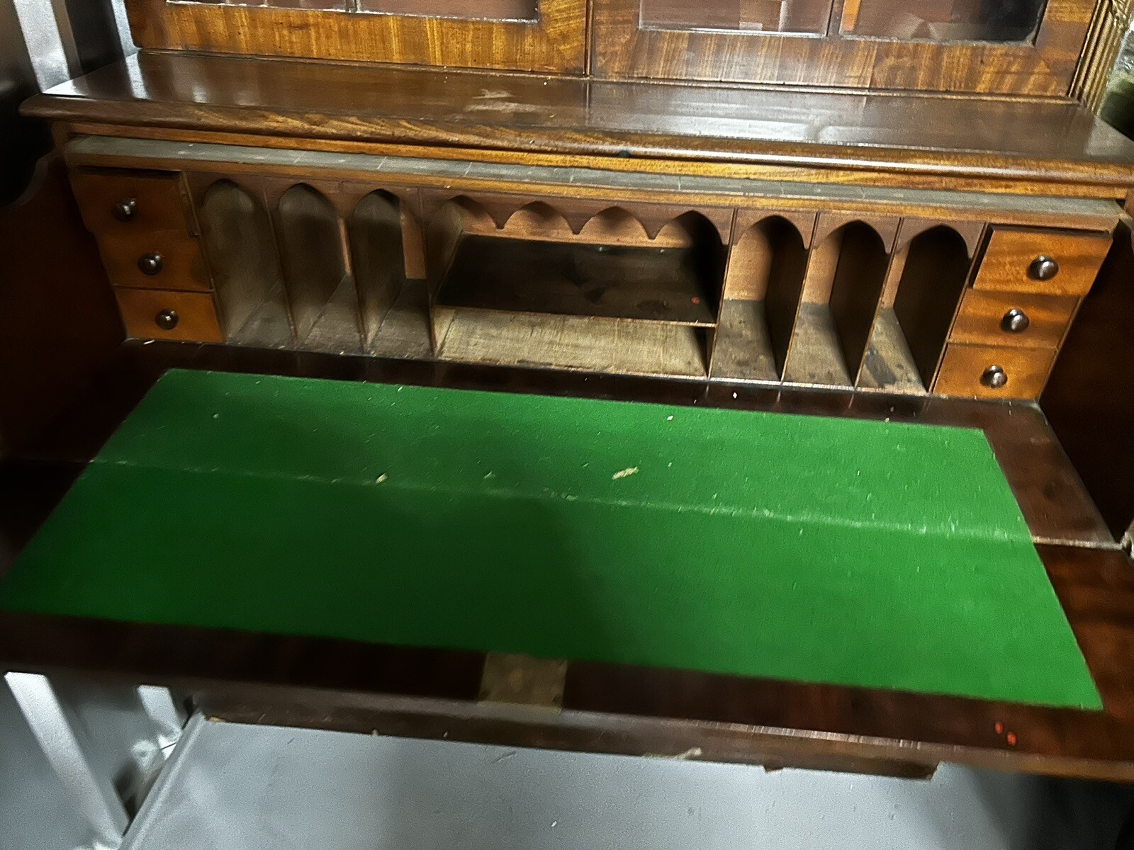 Antique Secretaire Bureau Bookcase With Fold Out Felt Covered Desk eBay