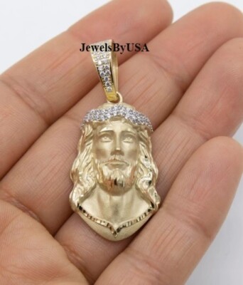 D/VVS Real Moissanite 925 Silver JESUS FACE RELIGIOUS Mens Charm Pendant GIFT