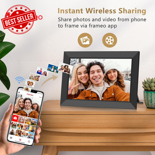 Frameo 10.1" WiFi Digital Photo Frame Touchscreen Instant Photo Sharing - Picture 2 of 12
