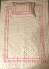 Pottery Barn Kids Quilt 46 X 33 and Sham White 15 X 12 Cotton White/Pink