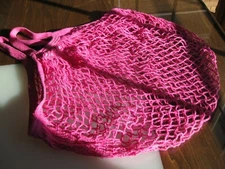 Market Collection, String Bag, Long Handle 22 in, Hot Pink, 1 Bag ECOBAG Medium 