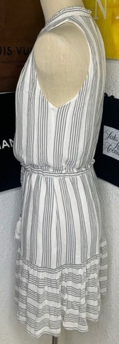 White House Black Market White Gray Striped Dress Size M Sleeveless Pockets - 第 5/10 張圖片