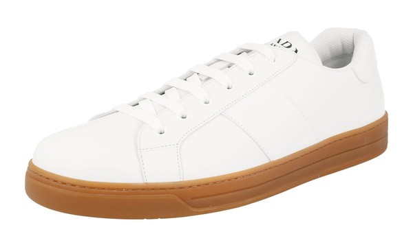 Prada Leder Downtown Sneaker - 4E3501 - Weiss Braun - Neu - 10 44-image