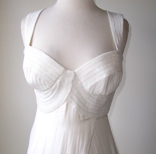 VERSACE Ivory Silk Chiffon Sequin Embellished Dress Gown 40 4 - Picture 2 of 9