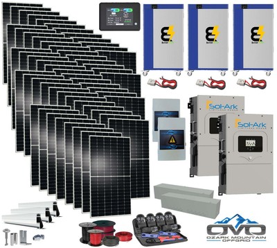 30KW Complete Offgrid Solar Kit + 2x 15K Sol-Ark Inverter + 3x 30KW Lithium Kong