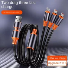 3 in1 100W Fast Charging Cable USB Type C Charger Cord For Samsung iPhone Pixel•