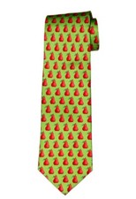 Peter Blair Silk Tie Green Red Pears Pattern MADE IN USA Men's