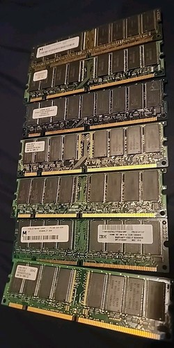 (7x) Lot Of Micron MT16LSDT1664AG-10CB4 128MB Desktop RAM Memory