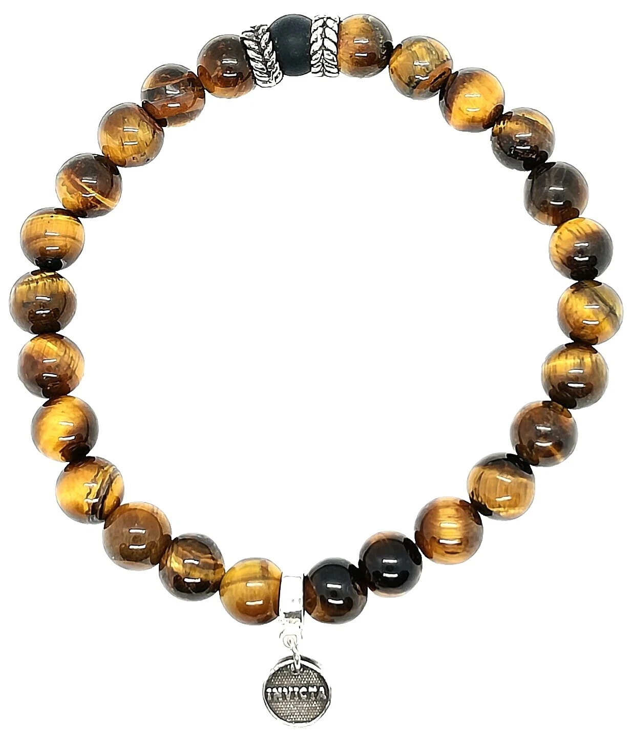 Ojo de Tigre Marrón Chapado En Plata Joyería de Moda