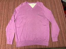 MENS USED LACOSTE PINK V-NECK PULLOVER SWEATER SIZE 6 XL