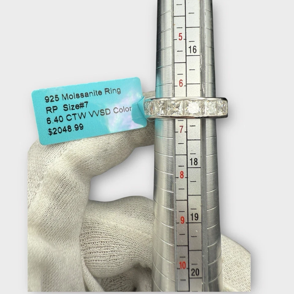 7号纯银公主切割莫桑石永恒戒指 — 第 2/4 张图片