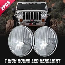 2x 7 Inch Round Headlight Glass Housing Clear Lens Fit H4 Led Hid Bulbs
