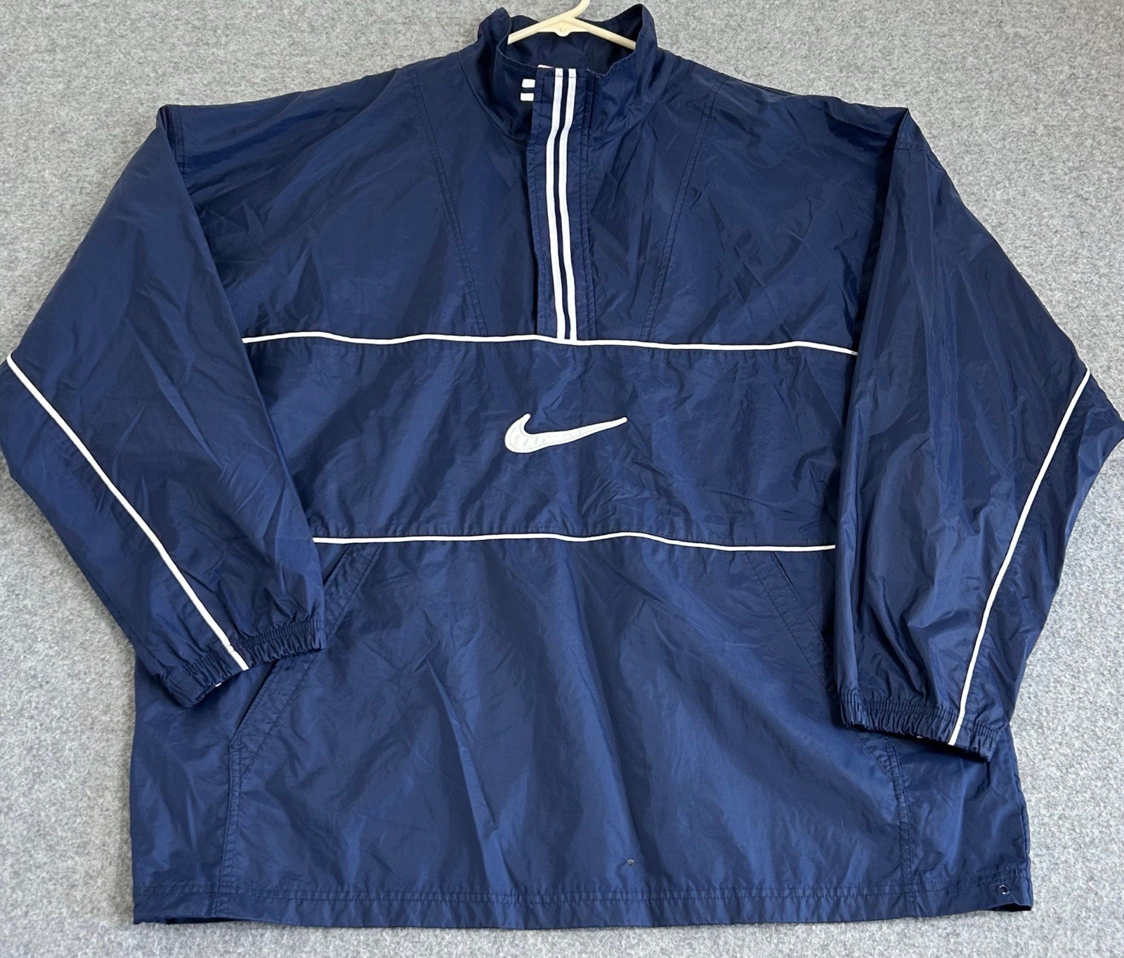 Vintage '90s Nike Half-Zip Pullover Jacket Men’s Size XL Blue Nylon Swoosh Y2k