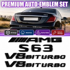 Beidseitig Premium 3D Emblem Mercedes Benz S Klasse S63 AMG V8 Biturbo Beidseitig Premium 3D Emblem Mercedes Benz S Klasse S63 AMG V8 Biturbo