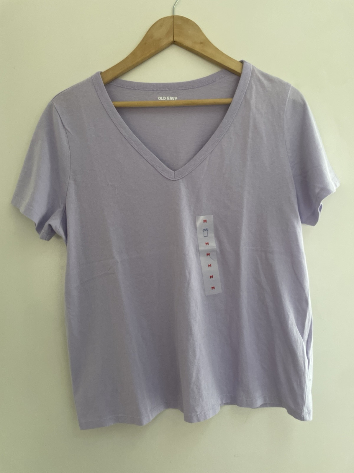 Old Navy Everywear Womens Solid Lavender 100% Cotton V-Neck Short Sleeve Shirt M