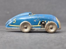 Vintage Speedway 5 Blue Tin Windup Race Car 2.75" Toy No Key - Works See Video