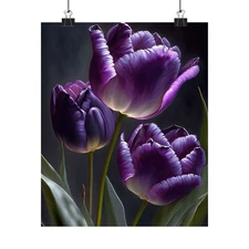 Purple Tulip Flowers Poster, Purple Flower Art Print, Floral Artwork 07