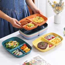 Divided Dish Reusable Dinner Plate Kitchen Dinnerware Portion Plates For Adults