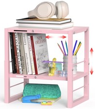 Locker Organizer Shelf Pink, Adjustable Width and Height, Stackable Metal Loc...