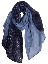 Silver Foil Wrap Scarf for Women Bling Bling Glitter Lightweight Fashion Shawls