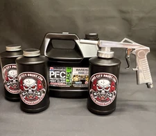 Gallon PFC Black, Standard Undercoating Gun, and 3 Black Quart Bottles