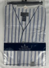 Vintage NEW Surrey Blue Striped Pajama Set PJs Mens L Short Sleeve Leg 2 PC
