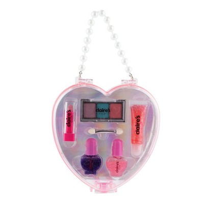 Claire's Club Herzform 3D Make-up Etui Augenschimmer & Lipgloss Nägel Tasche Brandneu mit Etikett