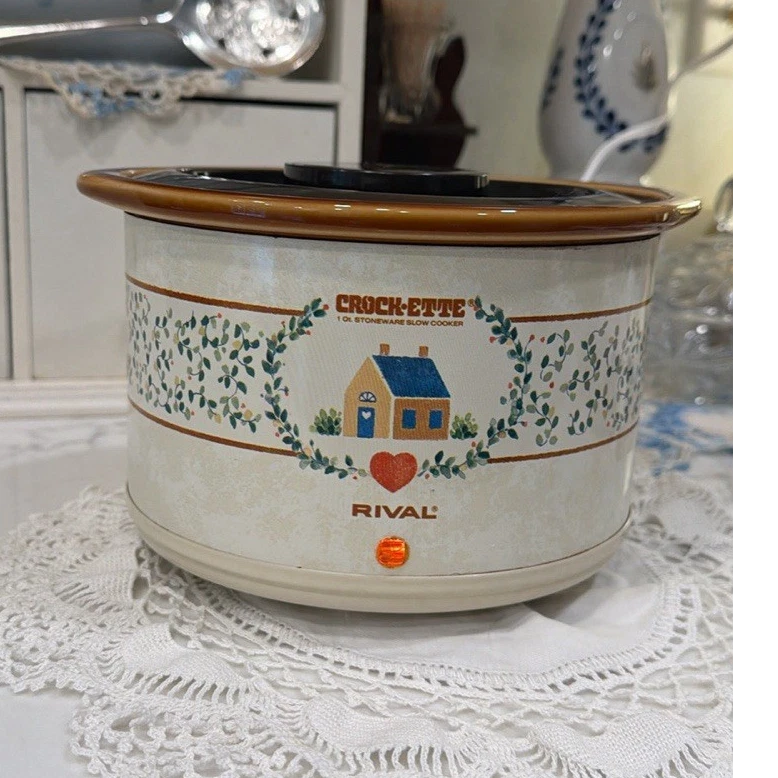 Rival Crock-Ette 1 Qt Stoneware Slow Cooker Beige/Brown 80W 120V w/ Lid