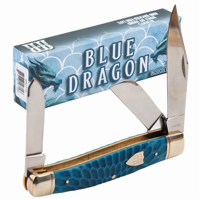 Rough Ryder Blue Dragon Bone Large Stockman Folding Pocket Knife RR2715