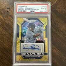 2023 Panini Prizm Jasson Dominguez  Gold Shimmer Autograph #6/10 PSA 10