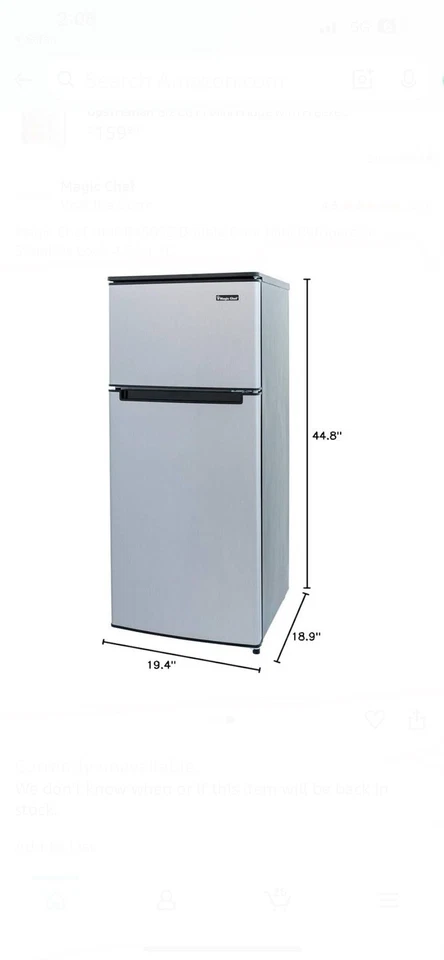 Magic Chef HMDR450SE 127L Double Door Mini Refrigerator - White - Image 2 of 3