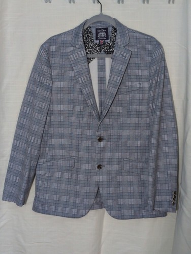 The Savile Row 2 Button Blazer Jacket Men’s Size 40S Light Blue Plaid Shoreditch