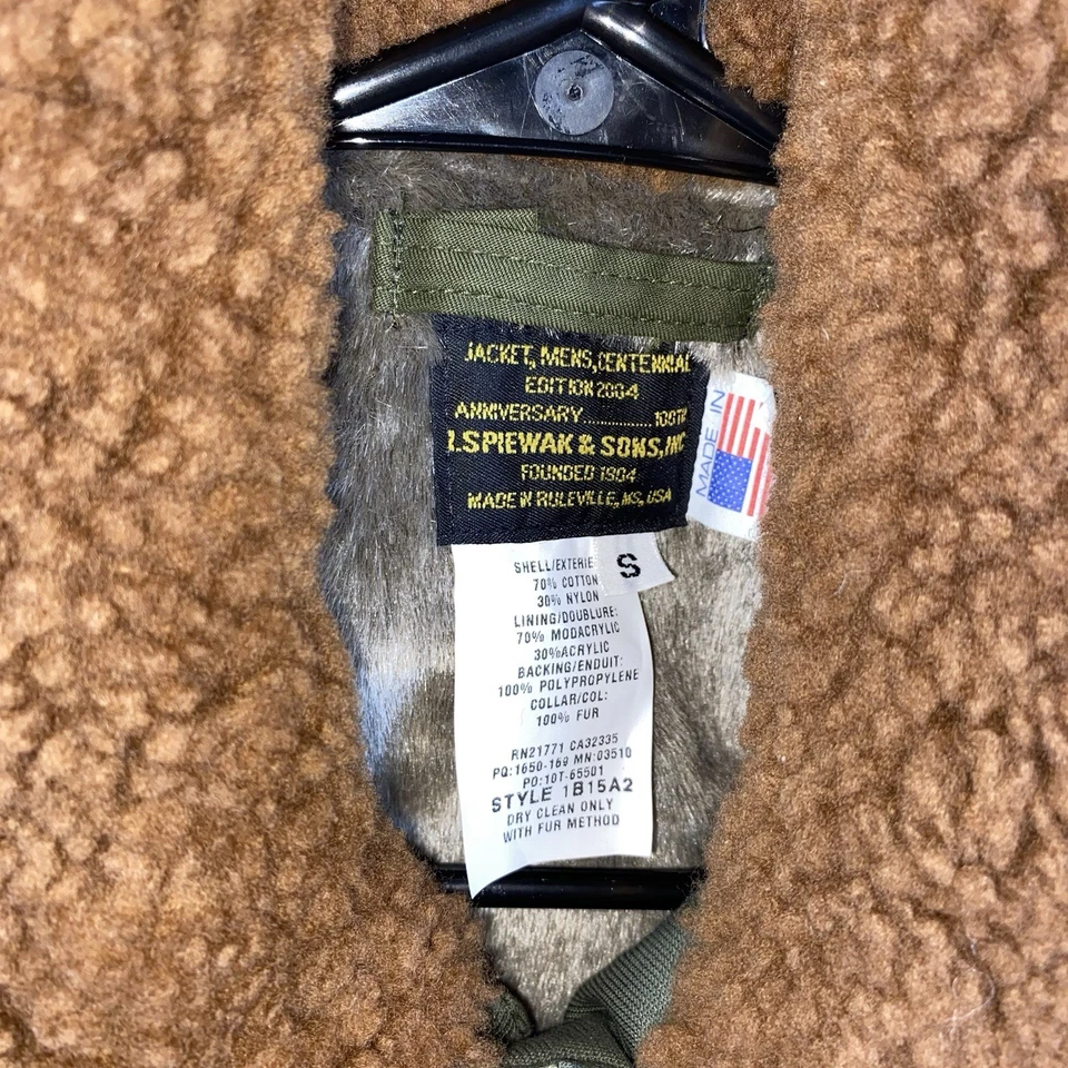 Spiewak B-15A Style Flight Jacket Men’s S Green Centennial Limited Edition 2004 - Image 3 of 4