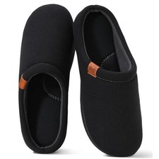 Men's House Slippers with Arch Support Coolmax Comfy Memory 13-14 Black  Grey