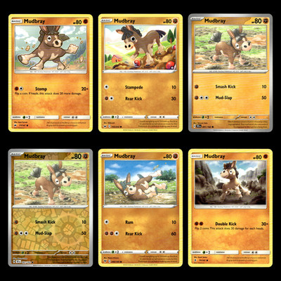 6x Mudbray Lot 77 Sun Moon Burning Shadows Pokemon Cards Collection Set TCG