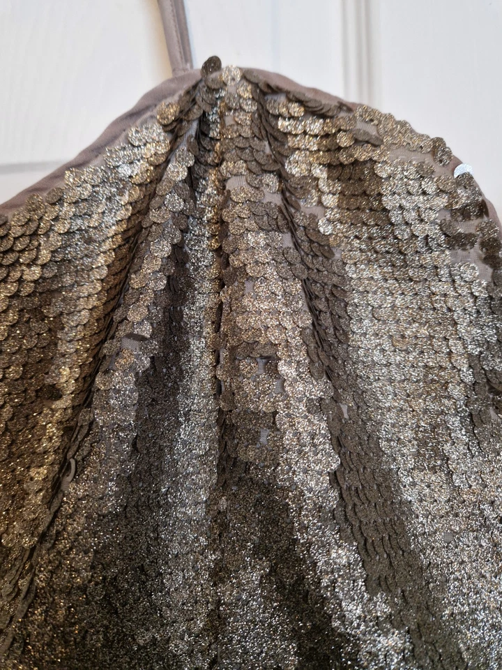 NEXT New Ladies Gold Glittery Sequin Crop Party Top Size 18 New with Tags - Image 4 of 4