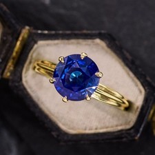 Anello di fidanzamento solitario zaffiro blu naturale 3 carati in argento ste...
