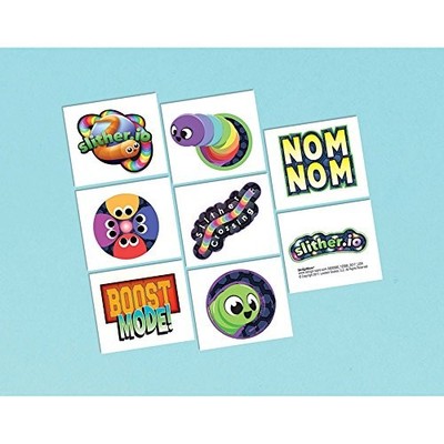 Slither.io Slither Snake Video Game Kids Birthday Party Favor Temporary Tattoos