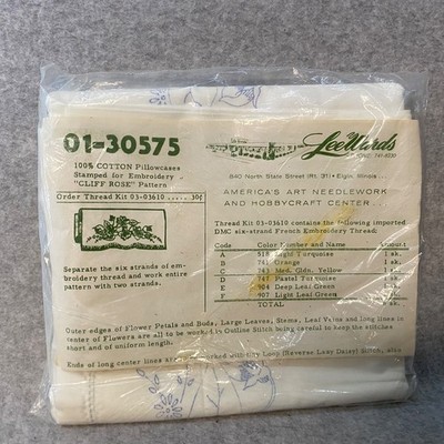 Vintage NEW Lee Wards Pillow Case Kit Cliff Rose Pattern 01/30575 2 Pillow Cases
