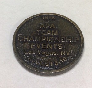 APA Team Championship Events Las Vegas NV Pocket Marker Coin 1996